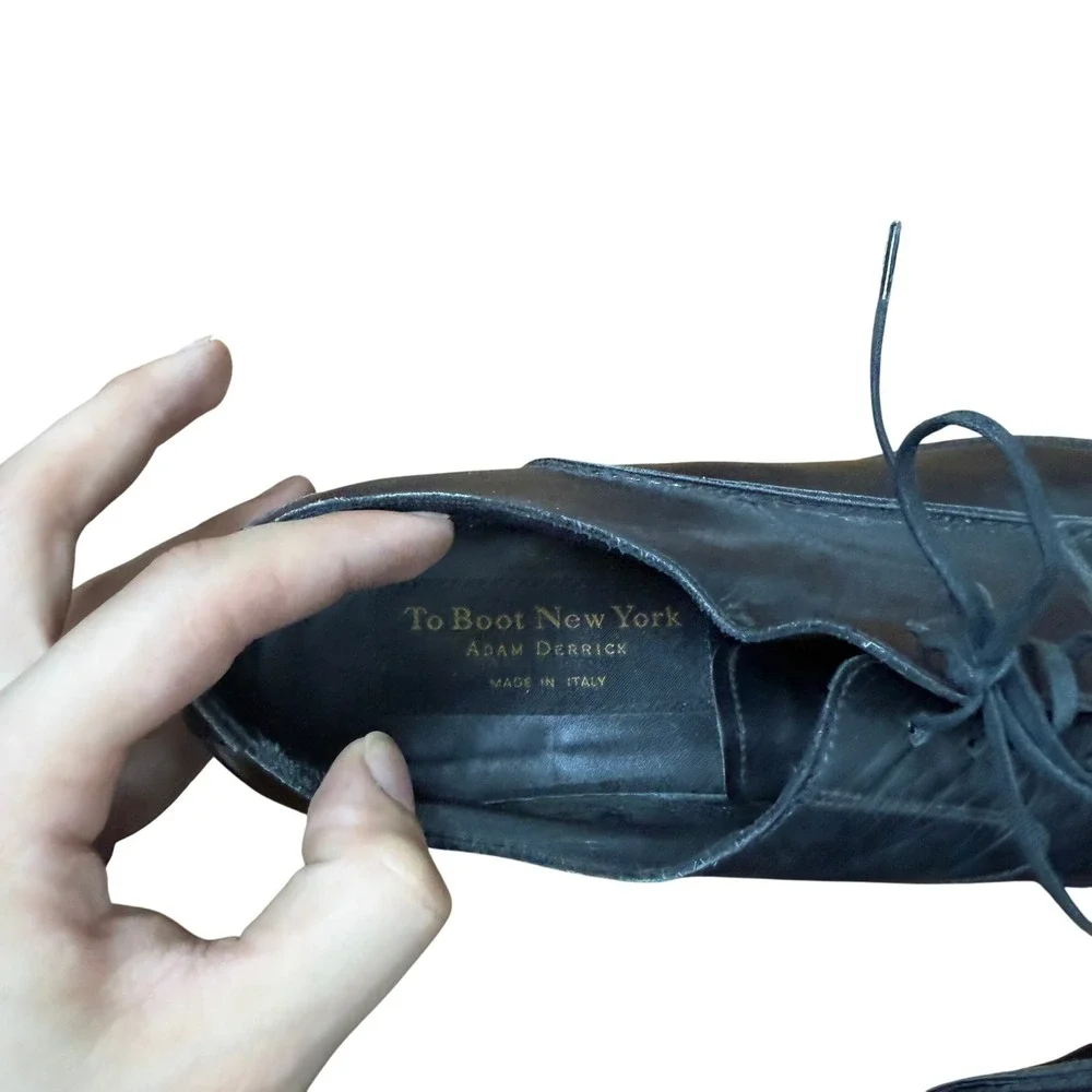 To Boot New York Oxford Shoes Mens 10 Black Leather Apron Toe Lace Up Italy